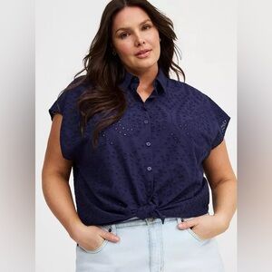 Torrid Eyelet Cotton Voile Dolman Shirt Sz 3 (3x 22/24)